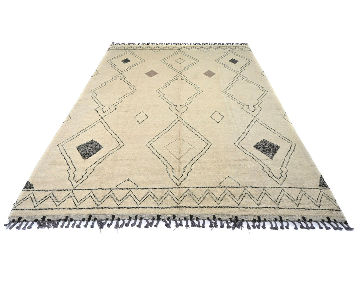 9x14 Moroccan Beige Hand Woven Wool Area Rug