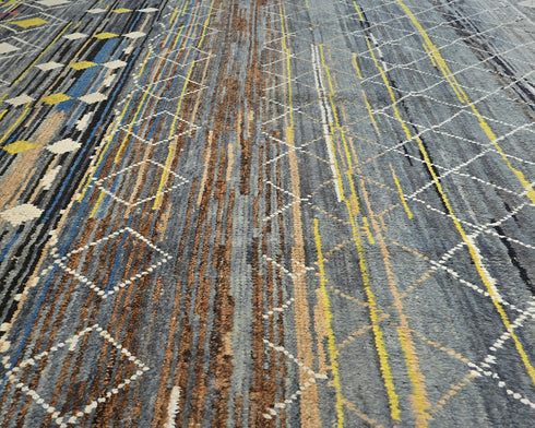 Alfombra marroquí de lana tejida a mano en gris de 9 x 13 pulgadas