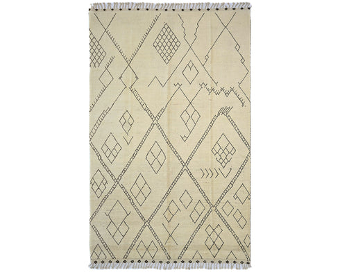 9x13 Moroccan Beige Hand Woven Wool Area Rug