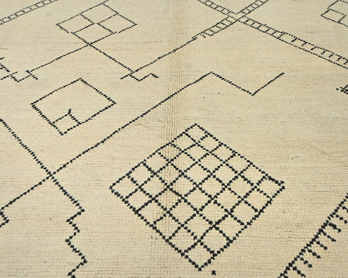 9x13 Moroccan Beige Hand Woven Wool Area Rug