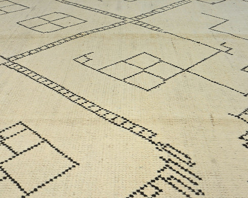 9x13 Moroccan Beige Hand Woven Wool Area Rug