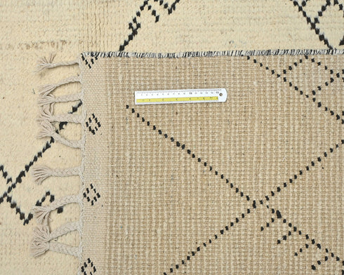 9x13 Moroccan Beige Hand Woven Wool Area Rug