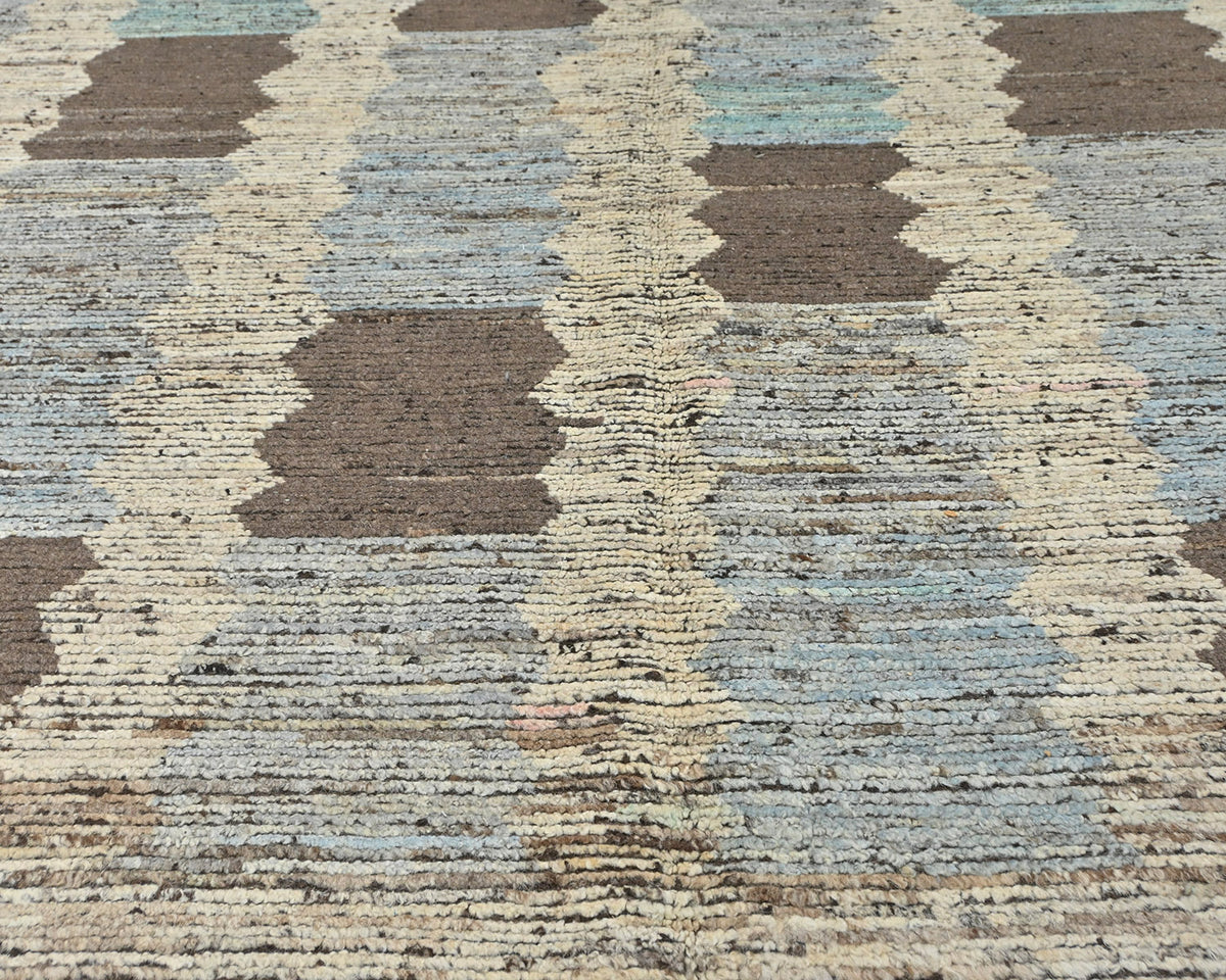 Alfombra marroquí multicolor de lana tejida a mano de 10 x 14 pulgadas