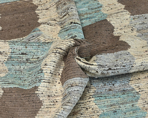 Alfombra marroquí multicolor de lana tejida a mano de 10 x 14 pulgadas