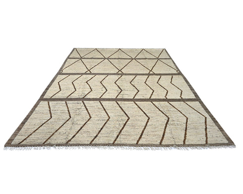 10x14 Moroccan Beige Hand Woven Wool Area Rug