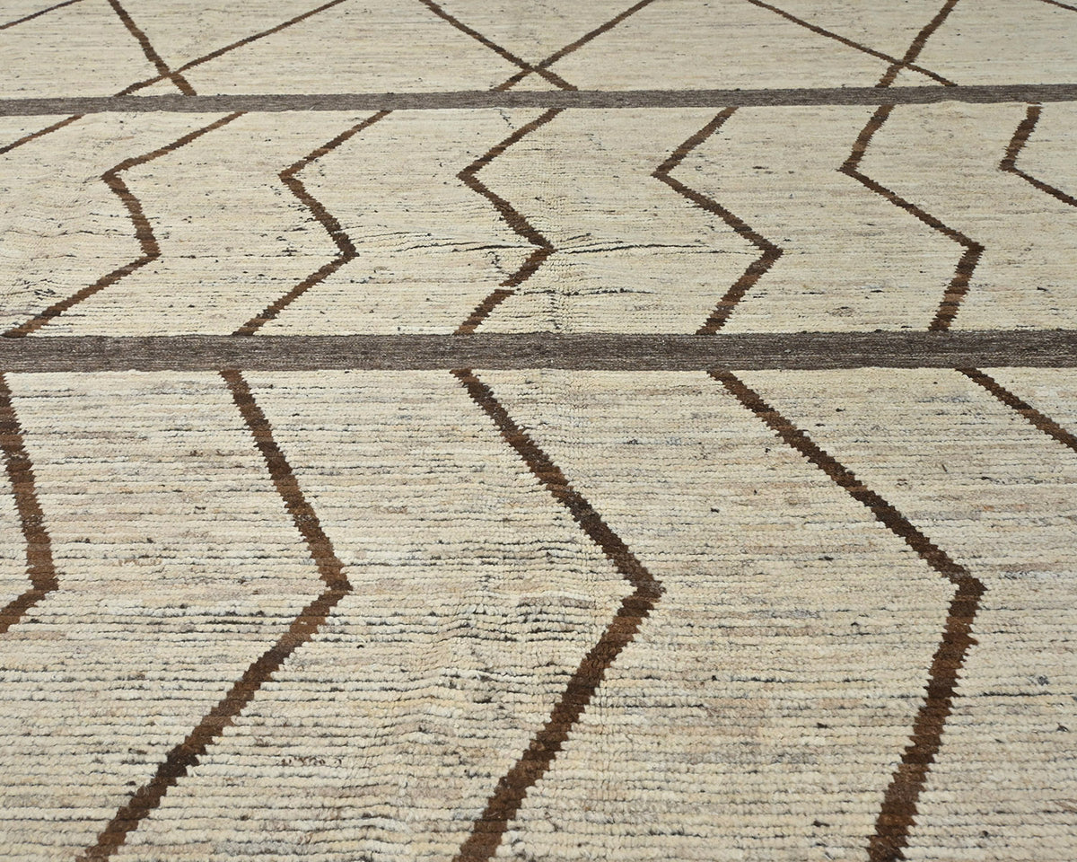 Alfombra marroquí de lana tejida a mano en beige de 10 x 14 pulgadas