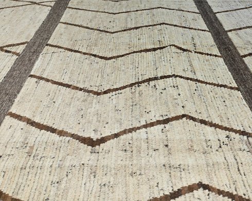 10x14 Moroccan Beige Hand Woven Wool Area Rug