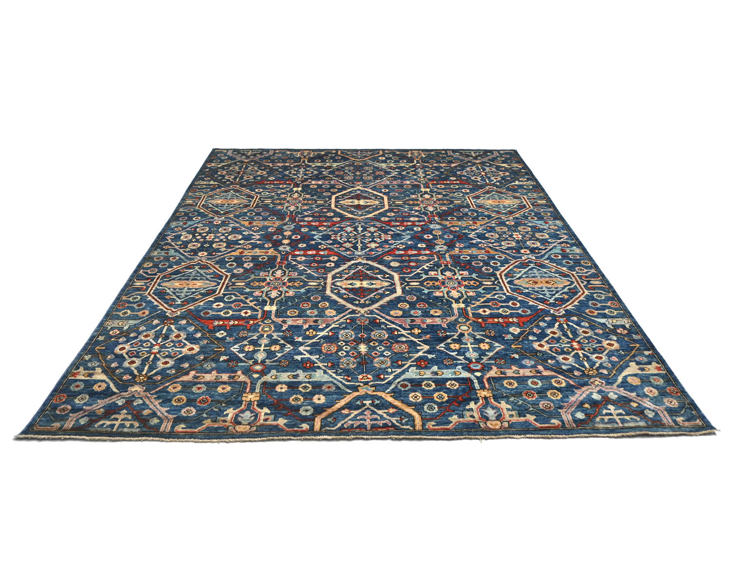 Blue 8x10 Aryana Afghan Hand Knotted Veg Dye Wool Area Rug