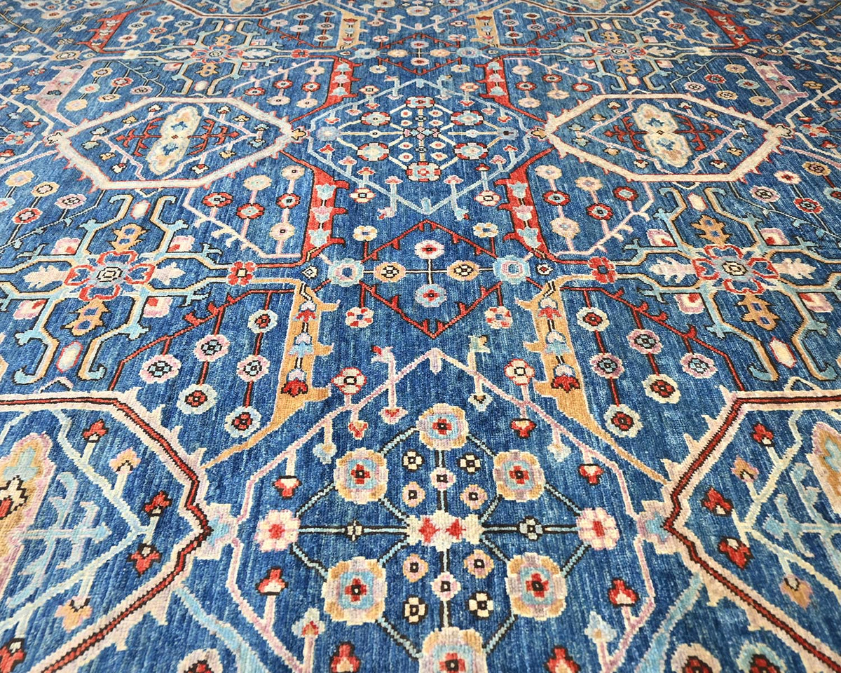 Blue 8x10 Aryana Afghan Hand Knotted Veg Dye Wool Area Rug