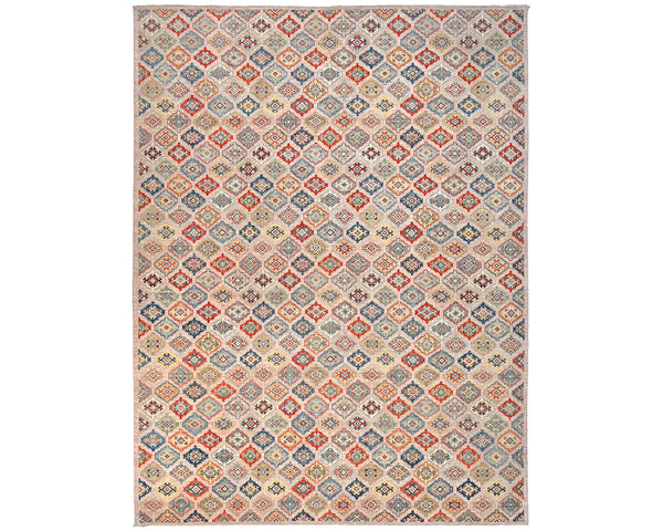 9x12 Aryana Afghan Hand Knotted Geometric Wool Area Rug