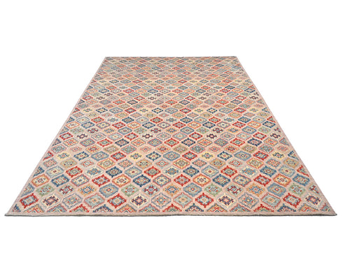 9x12 Aryana Afghan Hand Knotted Geometric Wool Area Rug