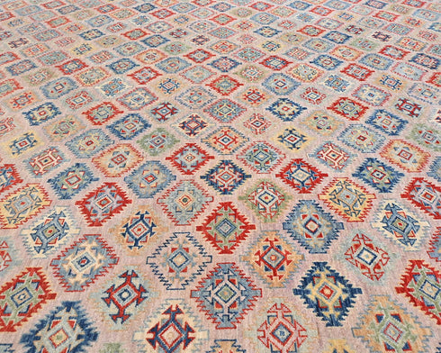 9x12 Aryana Afghan Hand Knotted Geometric Wool Area Rug