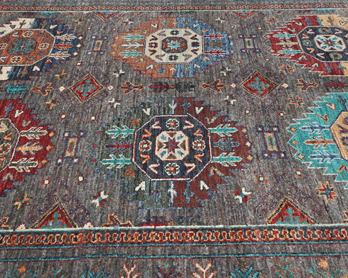4x6 Gray Khurgeen Afghan Hand Knotted Wool Area Rug