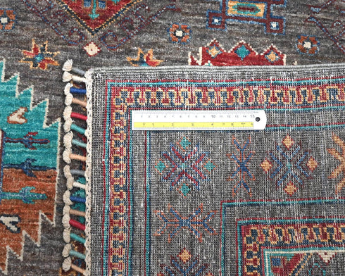 4x6 Gray Khurgeen Afghan Hand Knotted Wool Area Rug