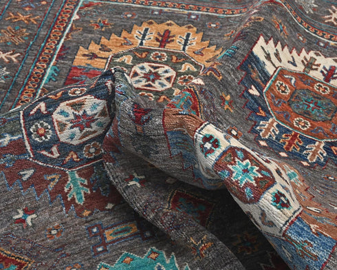 4x6 Gray Khurgeen Afghan Hand Knotted Wool Area Rug