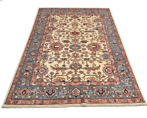 5x7 Beige Aryana Afghan Hand Knotted Veg Dye Wool Area Rug