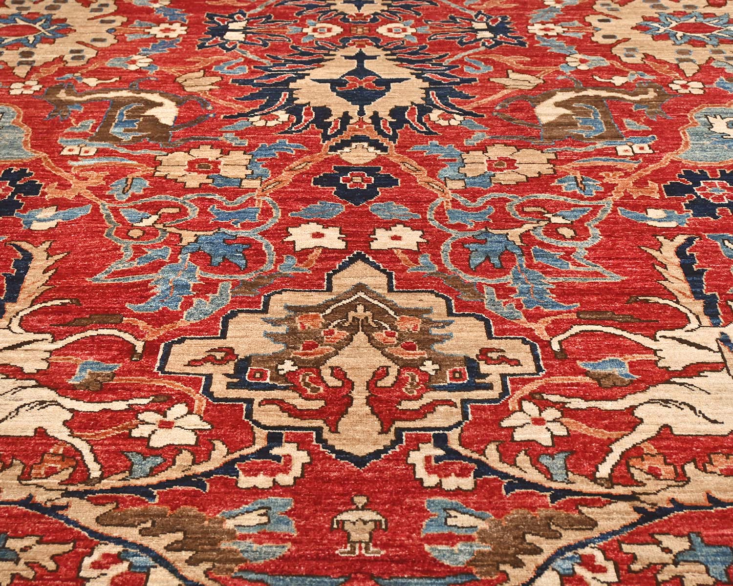 9x12 Red Aryana Afghan Hand Knotted Veg Dye Wool Area Rug