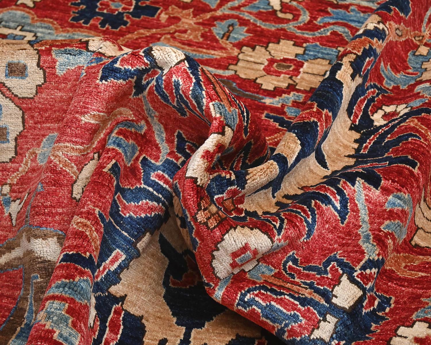 9x12 Red Aryana Afghan Hand Knotted Veg Dye Wool Area Rug