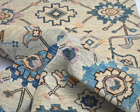 12 Ft Silver Gray Aryana Afghan Hand Knotted Veg Dye Wool Runner Rug