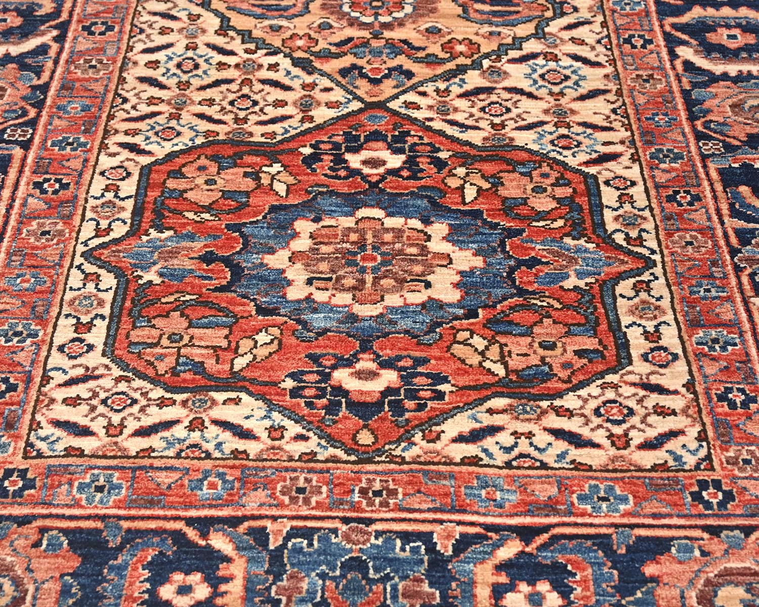 4x12 Beige Blue Aryana Afghan Hand Knotted Veg Dye Wool Runner Rug