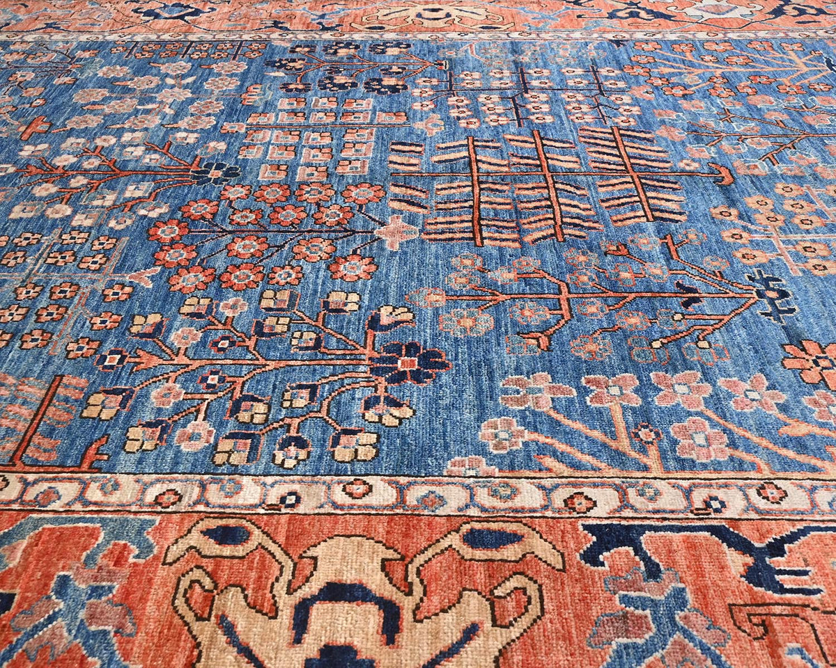 Alfombra afgana Aryana de lana teñida con vegetales, anudada a mano, color óxido azul, de 6 x 9 pulgadas