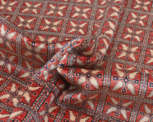Alfombra afgana Aryana de lana teñida con vegetales, anudada a mano, de 2,7 x 3,6 m, color óxido