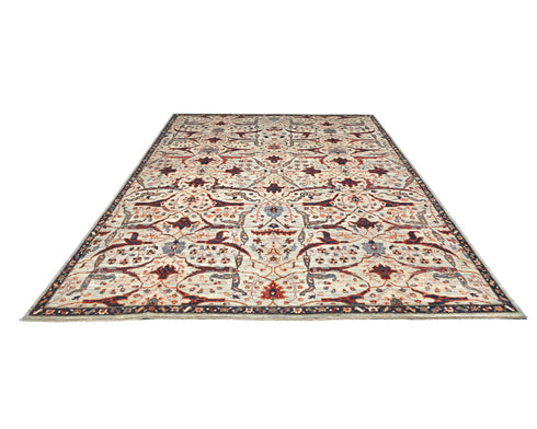 Alfombra afgana Aryana de lana teñida con tinte vegetal, anudada a mano, color gris, 9 x 12