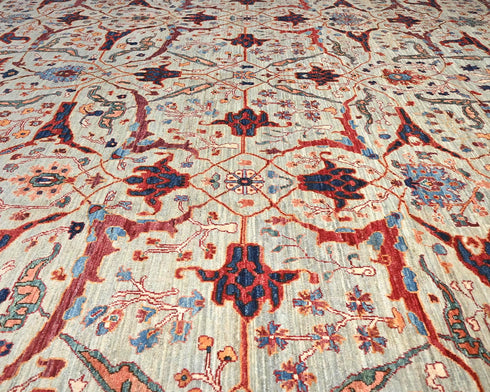 Alfombra afgana Aryana de lana teñida con tinte vegetal, anudada a mano, color gris, 9 x 12