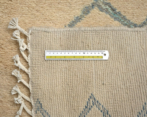 12 Feet Moroccan Beige Hand Woven Wool Runner Rug