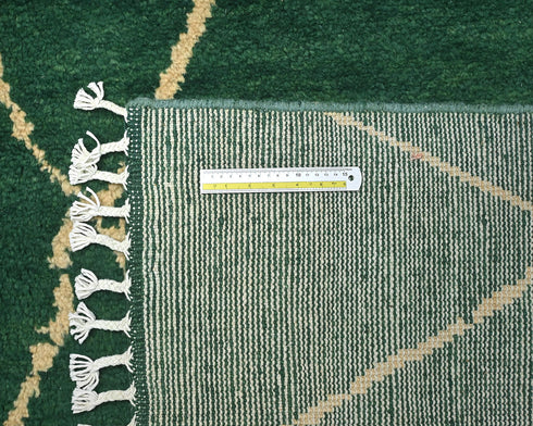 9x12 Moroccan Green Hand Woven Wool Area Rug