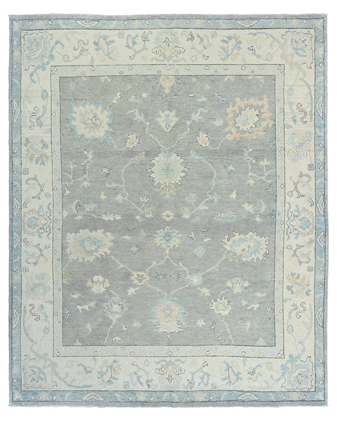 Gray Oushak Turkish Handmade Oriental Soft Wool 8x10 Area Rug