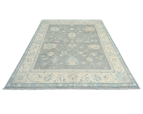 Gray Oushak Turkish Handmade Oriental Soft Wool 8x10 Area Rug