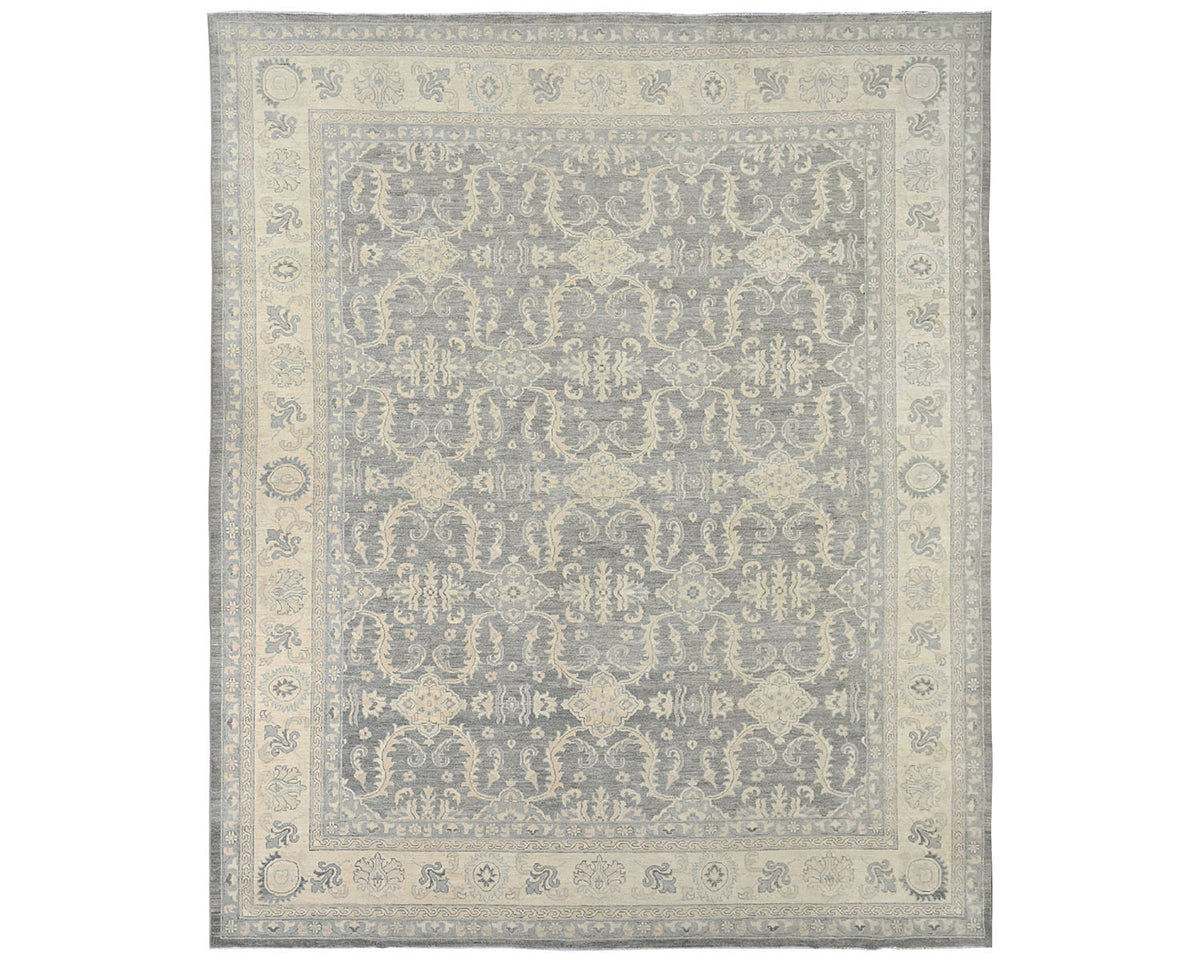 12x14 Ziegler Gray Afghan Hand Knotted Wool Area Rug