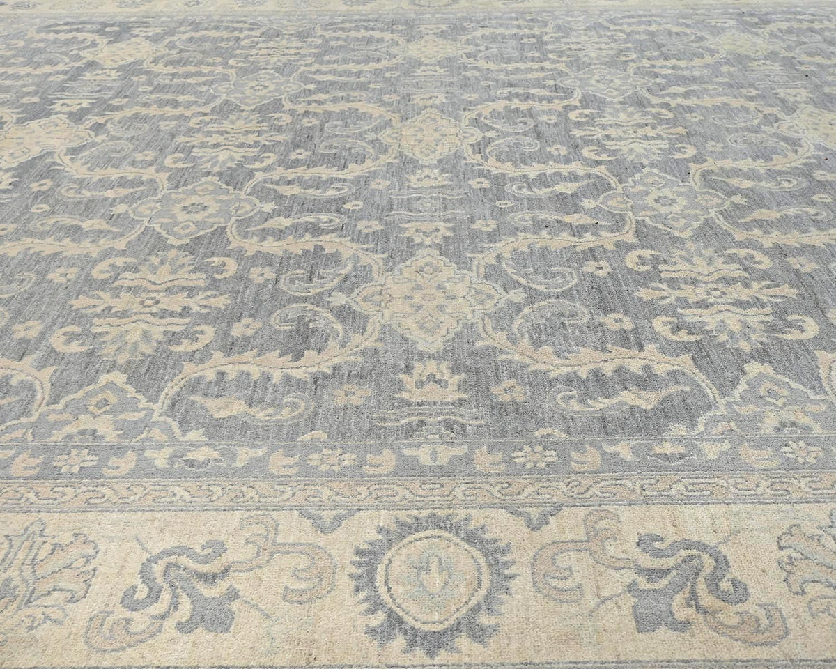 12x14 Ziegler Gray Afghan Hand Knotted Wool Area Rug