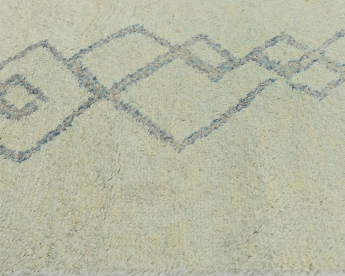 Alfombra marroquí de lana tejida a mano en beige de 3,6 metros