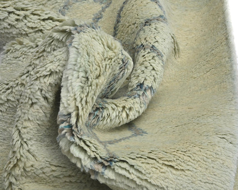 12 Feet Moroccan Beige Hand Woven Wool Runner Rug