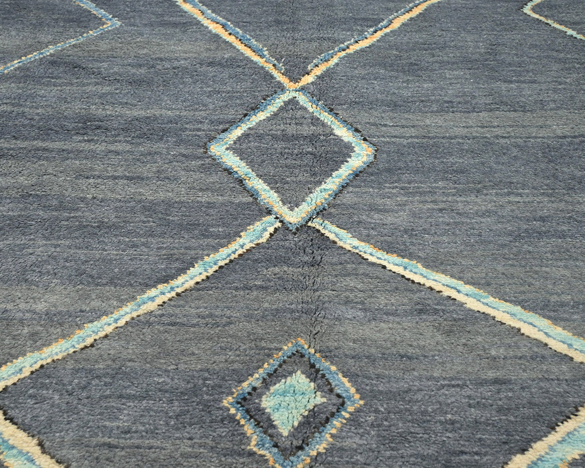 Alfombra marroquí de lana tejida a mano en gris de 8x8