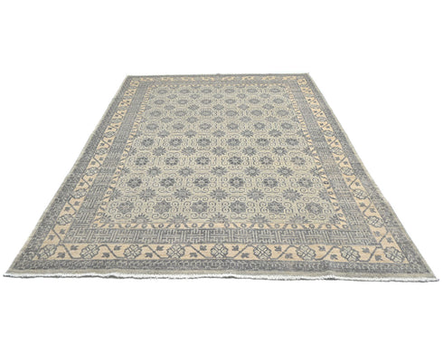 8x10 Zeigler Gray Afghan Hand Knotted Wool Area Rug