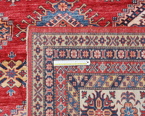 13x17 Red Kazak Afghan Hand Knotted Wool Area Rug