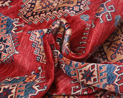 13x17 Red Kazak Afghan Hand Knotted Wool Area Rug