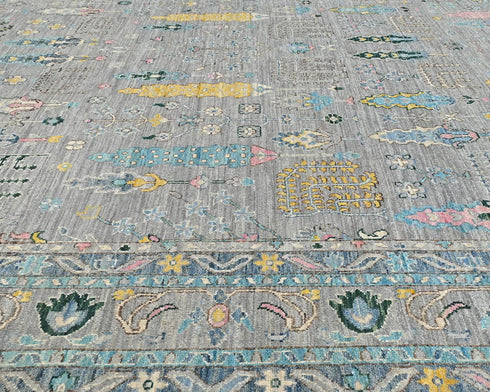9x12 Gray Khurgeen Afghan Hand Knotted Wool Area Rug