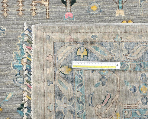 9x12 Gray Khurgeen Afghan Hand Knotted Wool Area Rug