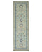 8 Ft Light Blue Kazak Afghan Hand Knotted Traditional Wool Runner Rug