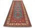 13 Feet Blue Red Kazak Afghan Hand Knotted Wool Runner Rug