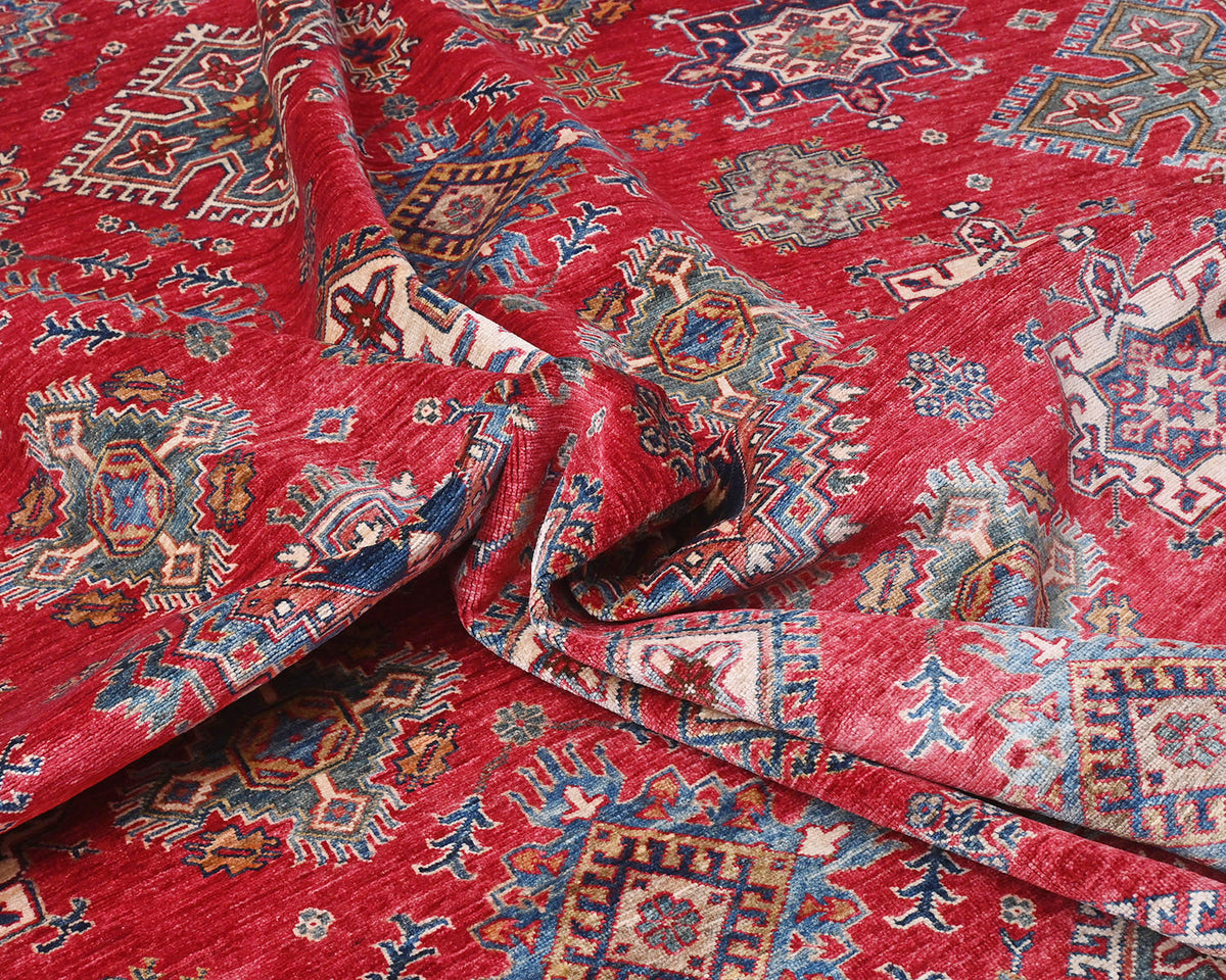 13x19 Red Kazak Afghan Hand Knotted Wool Area Rug
