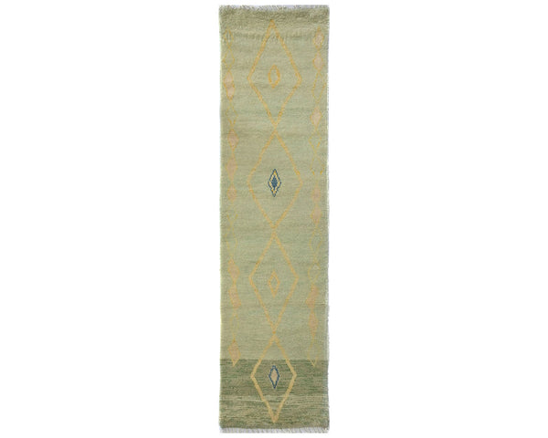 10 Feet Moroccan Beige Hand Woven Wool Runner Rug