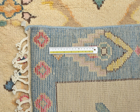 12 Feet Moroccan Beige Hand Woven Wool Runner Rug
