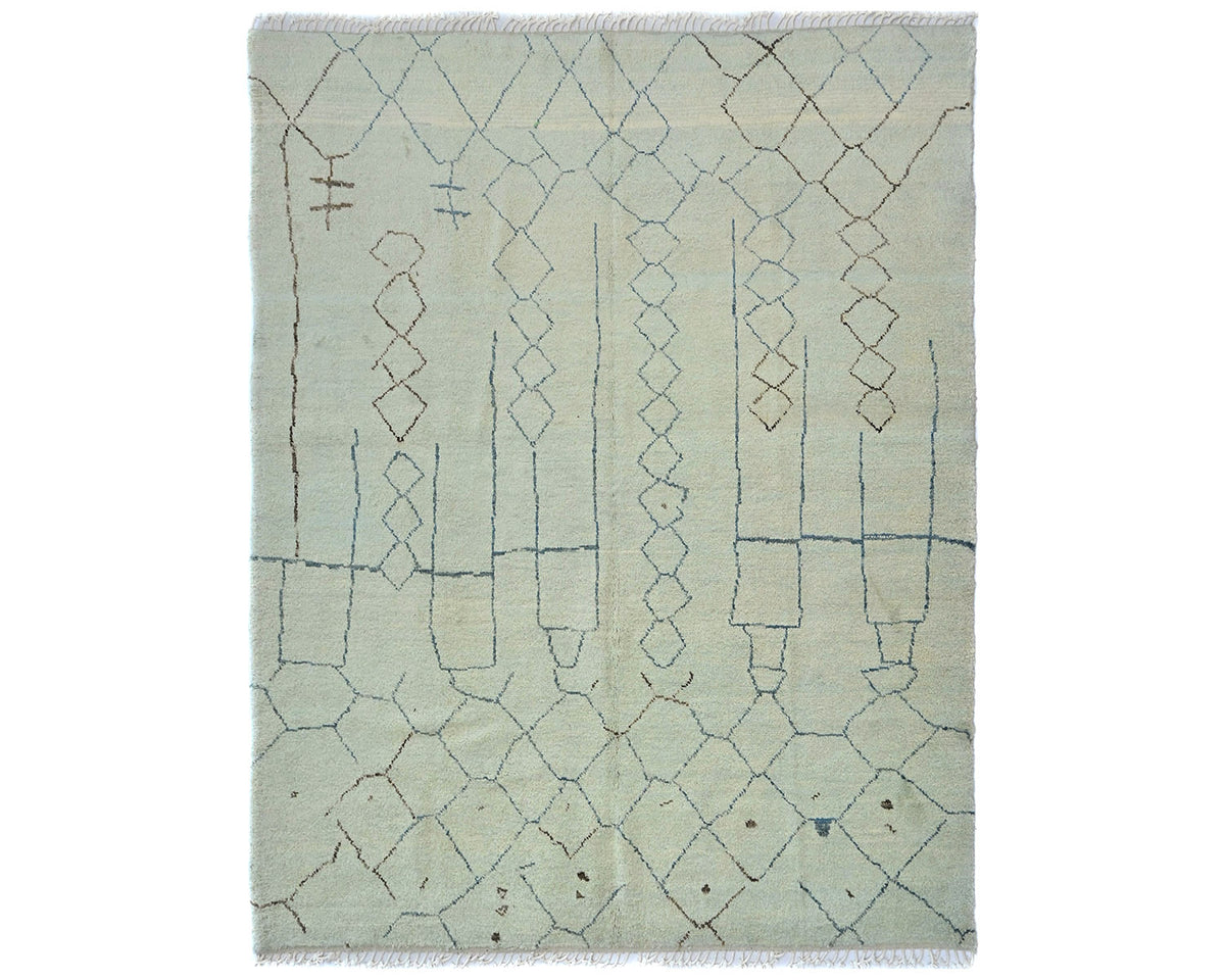 Alfombra marroquí de lana tejida a mano en beige de 8x9