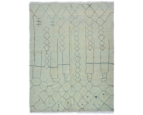 8x9 Moroccan Beige Hand Woven Wool Area Rug