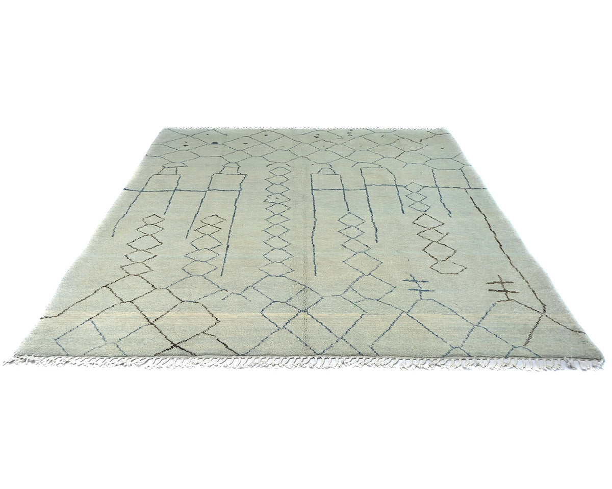 Alfombra marroquí de lana tejida a mano en beige de 8x9
